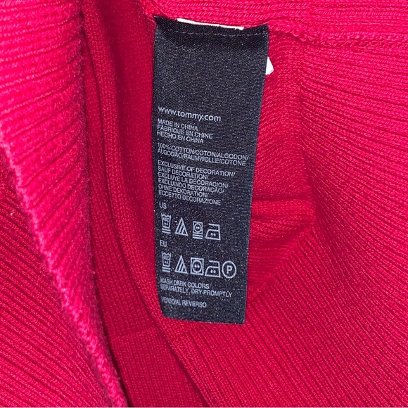 Women’s M TOMMY HILFIGER Red Raspberry Nordic Knit V-Neck Tunic Sweater Vest EXC - Picture 12 of 13